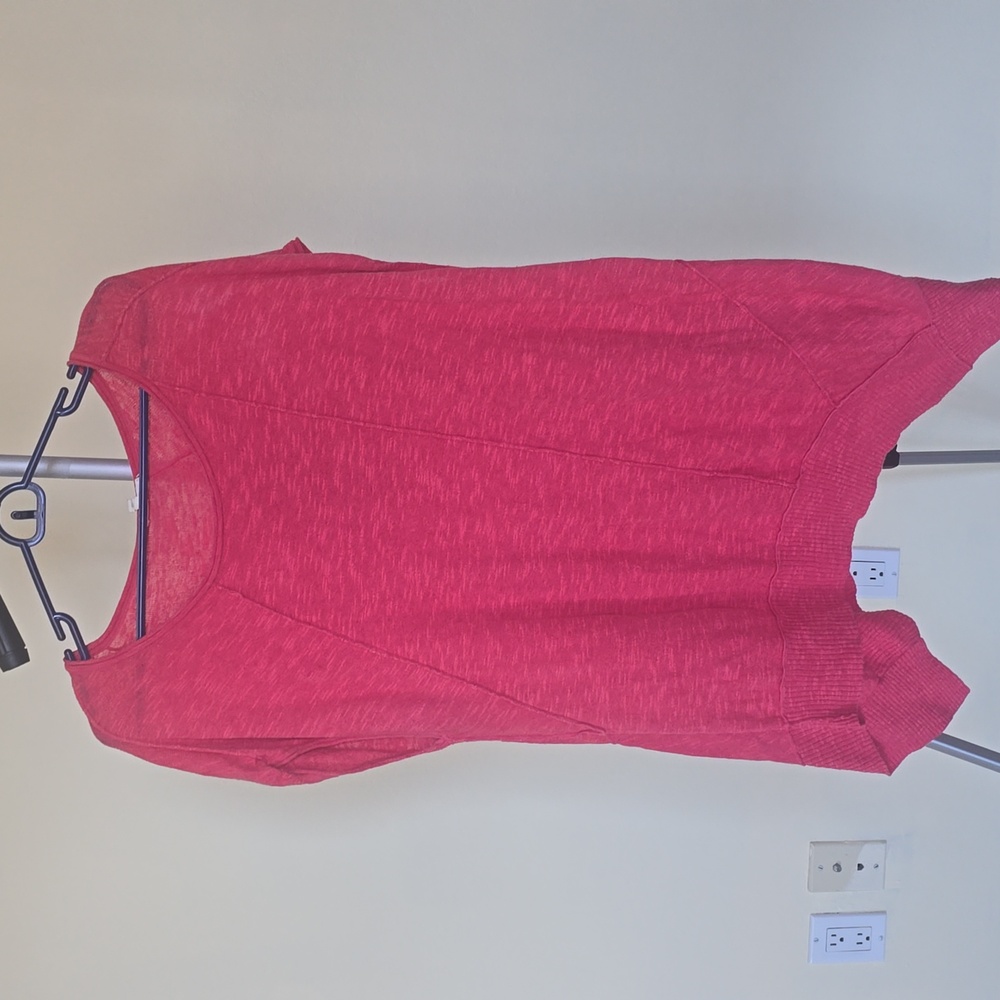 Eileen Fisher orange short sleeve asymmetrical shirt